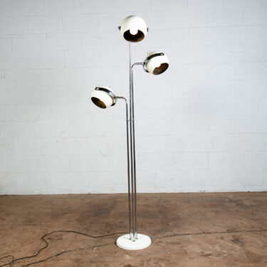Mid Century Modern Floor Lamp Robert Sonneman 3 light Chrome Silver White