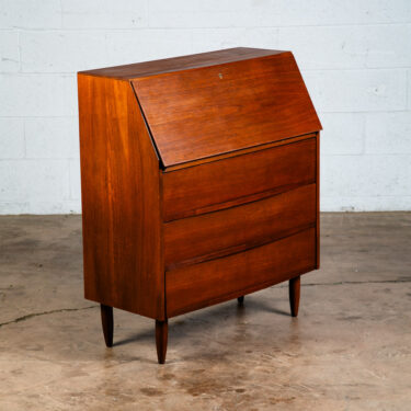 Mid Century Danish Modern Secretary Desk Walnut Drop Surface Office Mcm 3 Drawer