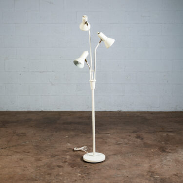 Mid Century Modern Floor Lamp White Bullet 3 Light Adjustable Brass Vintage Mcm