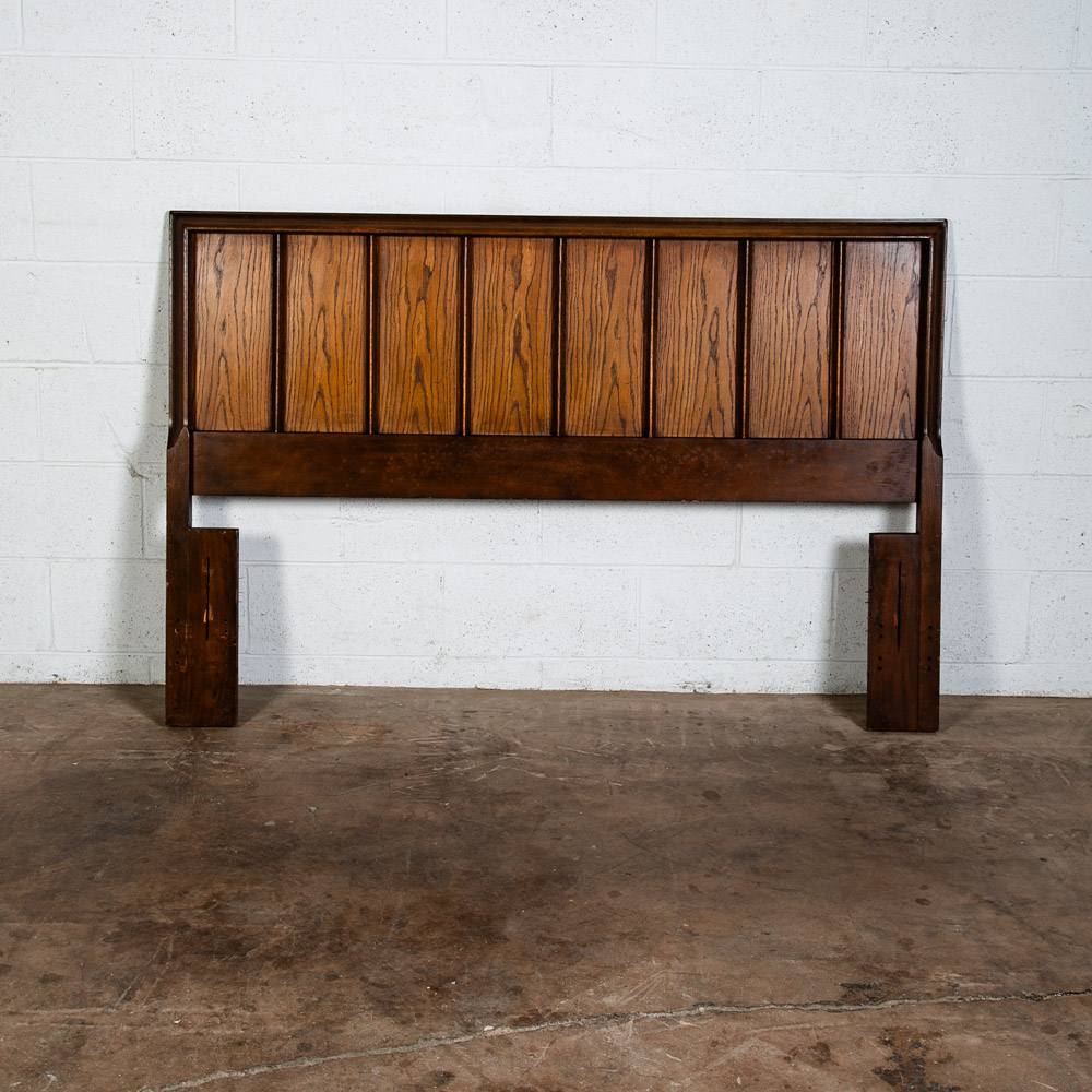 Mid Century Modern Headboard Bed Frame Full Size Mcm Oak Walnut Brown Vintage - Image 12