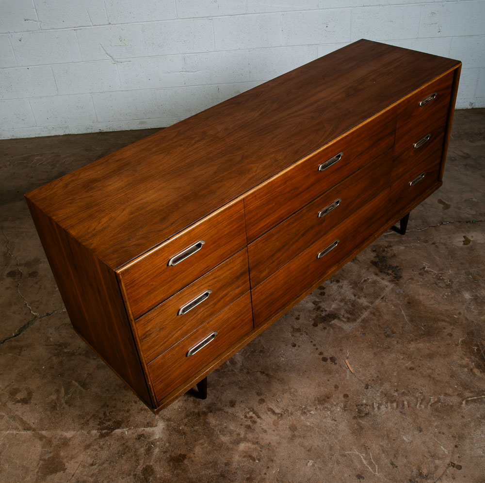 Mid Century Modern Dresser Credenza BP John Metal 9 Drawer Walnut Vintage Mcm NM - Image 11