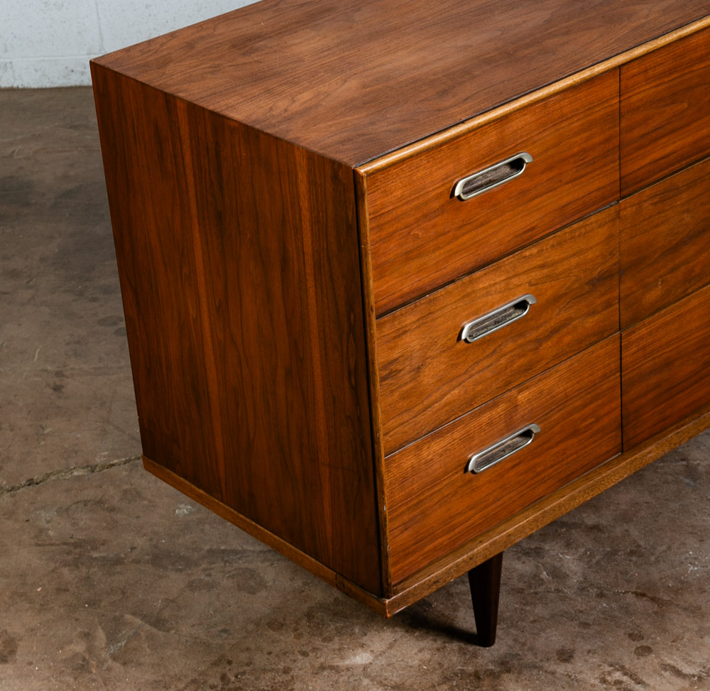 Mid Century Modern Dresser Credenza BP John Metal 9 Drawer Walnut Vintage Mcm NM - Image 5