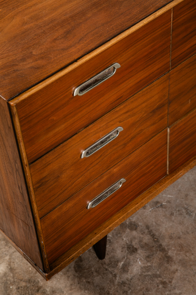 Mid Century Modern Dresser Credenza BP John Metal 9 Drawer Walnut Vintage Mcm NM - Image 6