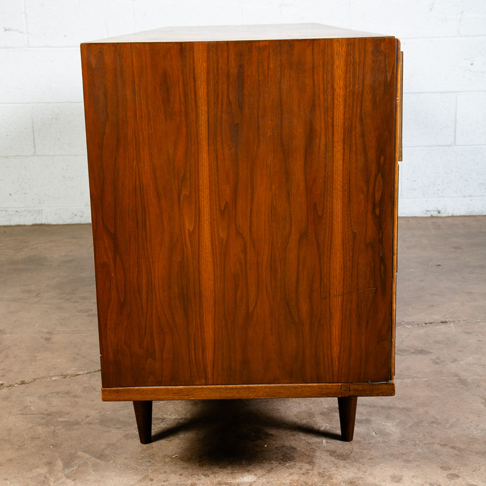 Mid Century Modern Dresser Credenza BP John Metal 9 Drawer Walnut Vintage Mcm NM - Image 4