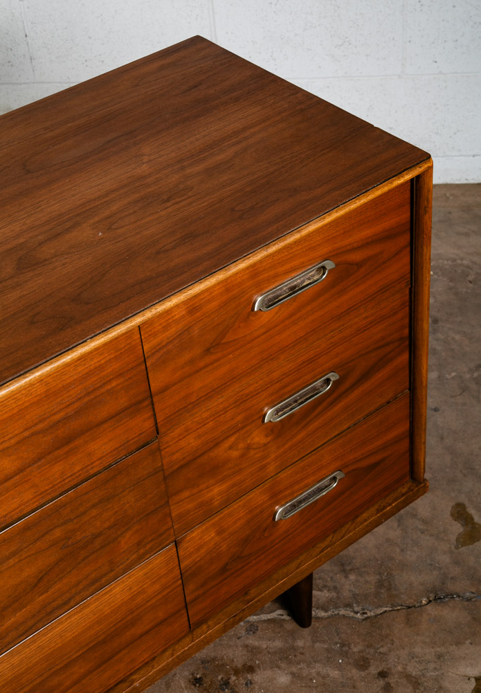 Mid Century Modern Dresser Credenza BP John Metal 9 Drawer Walnut Vintage Mcm NM - Image 10