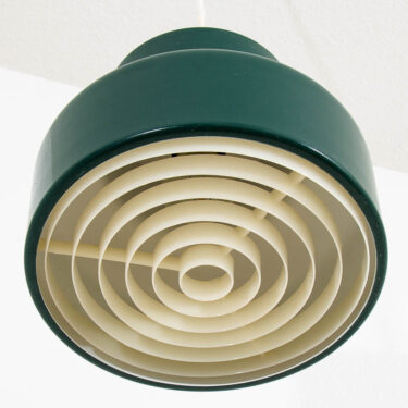 Mid Century Modern Lyskær Danish Green Hanging Pendant White Plastic Grid Metal