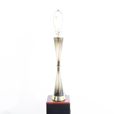 Mid Century Modern Table Lamp Glass Brass Vintage Lighting Light Gold Round Mcm