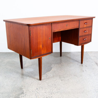 Mid Century Danish Modern Desk 4 Drawer Teak Cabinet Wood Office Executive NM