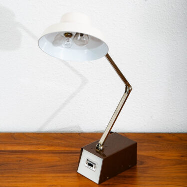 Mid Century Modern Desk Lamp Table Tensor Brown White Metal Adjustable Vintage