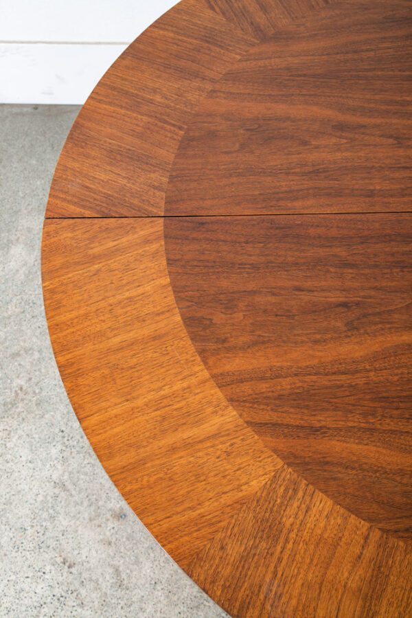 Mid Century Modern Dining Table Pedestal Walnut Round Restored Circular ...
