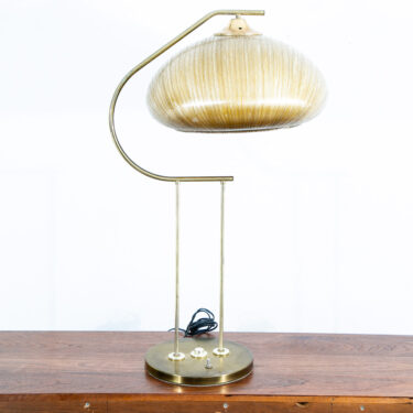 Mid Century Modern Table Lamp Brass Light Gold Harvey Guzzini Italian Round Mcm