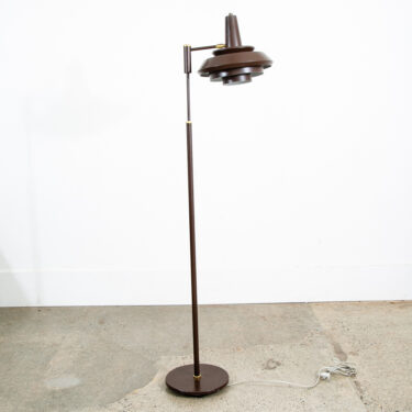Mid Century Modern Floor Lamp Brown Light Adjustable Brass Vintage Mcm Denmark