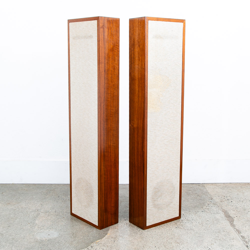 Mid Century Modern Speakers Tall Thin Walnut Wood Oiled Mcm Vintage Custom White