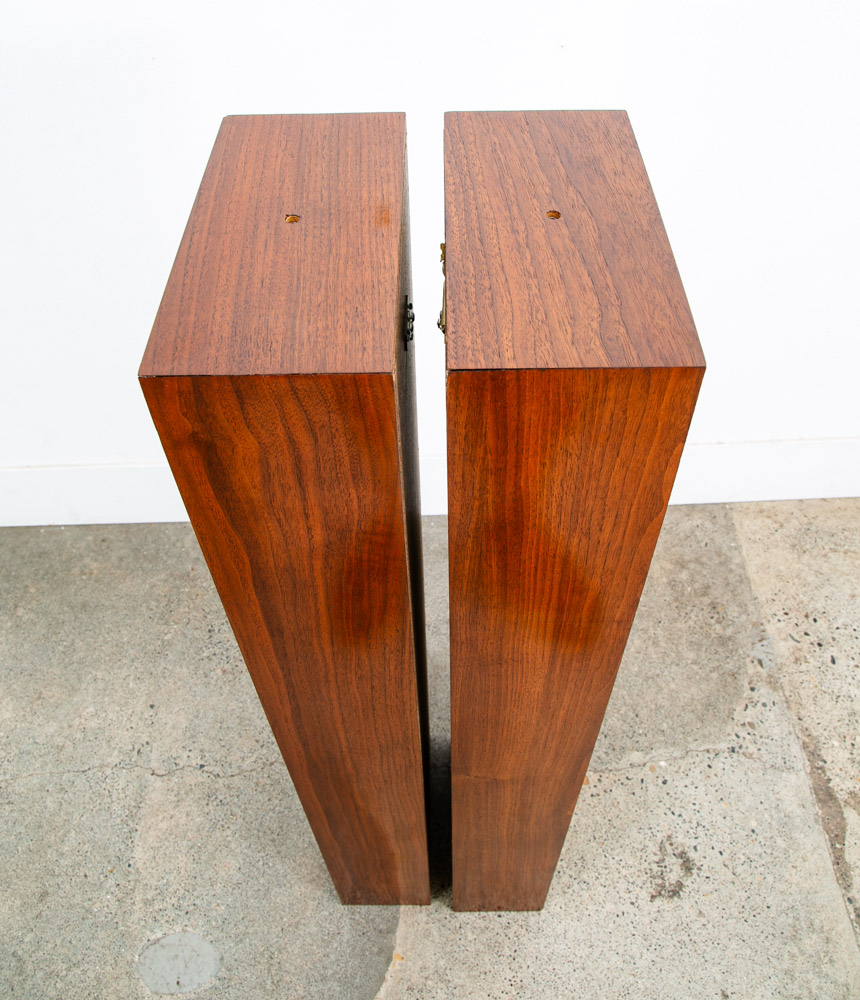 Mid Century Modern Speakers Tall Thin Walnut Wood Oiled Mcm Vintage Custom White - Image 4