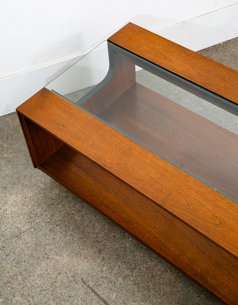 Mid Century Modern Coffee Table Walnut Glass Lane Long Cocktail Surfboard Mcm - Image 10