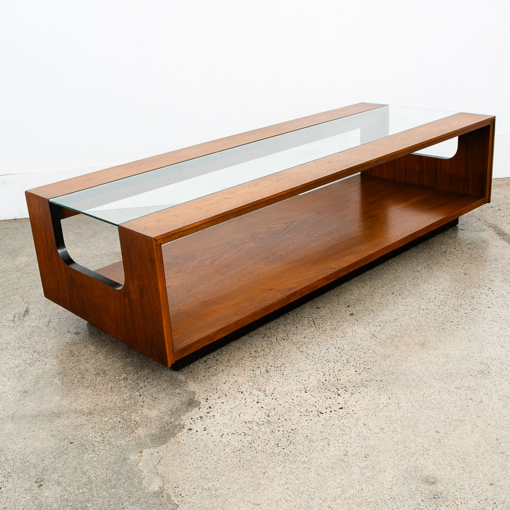 Mid Century Modern Coffee Table Walnut Glass Lane Long Cocktail Surfboard Mcm - Image 5