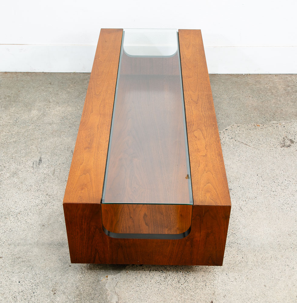 Mid Century Modern Coffee Table Walnut Glass Lane Long Cocktail Surfboard Mcm - Image 4