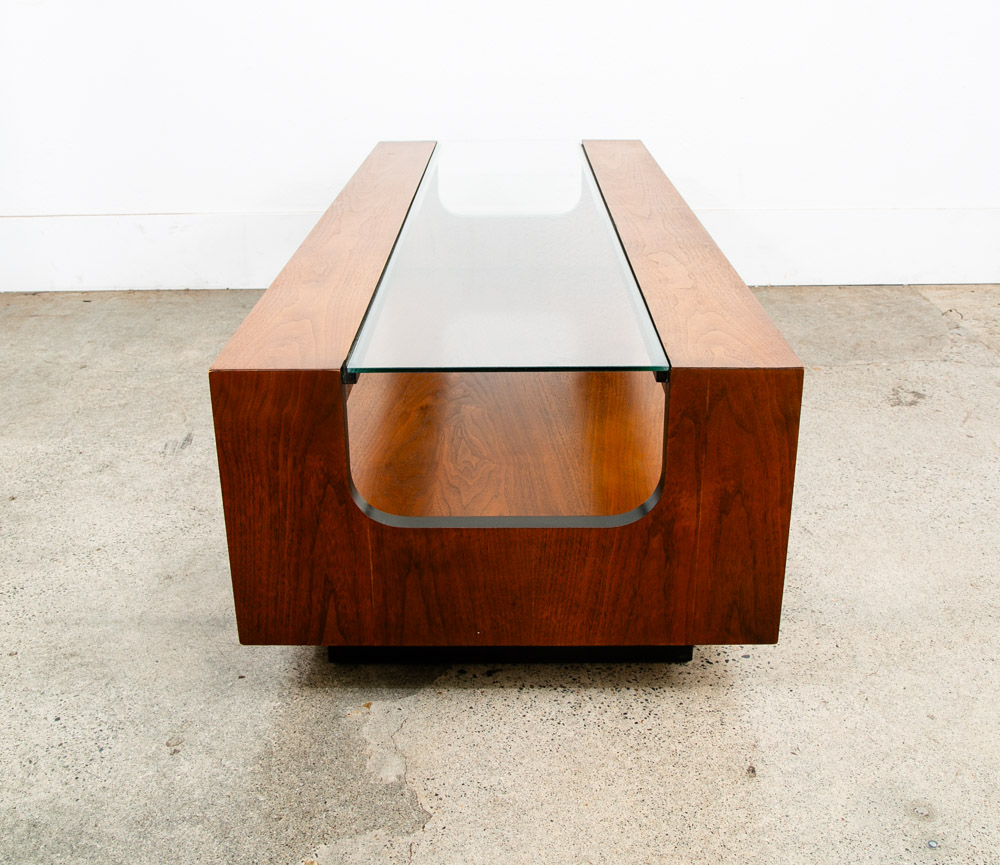 Mid Century Modern Coffee Table Walnut Glass Lane Long Cocktail Surfboard Mcm - Image 2