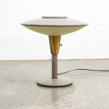 Mid Century Modern Table Lamp Round Metal Light Desk Dazor UFO Saucer Fiberglass