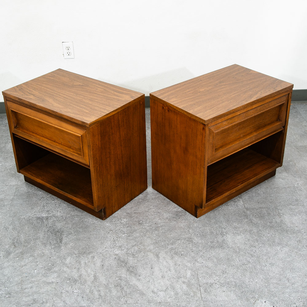Mid Century Modern Nightstands End Side Tables Morris California Walnut Drawer M - Image 7