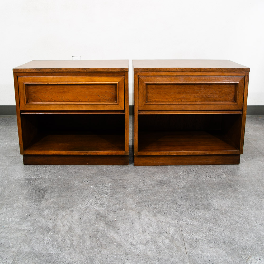 Mid Century Modern Nightstands End Side Tables Morris California Walnut Drawer M - Image 2