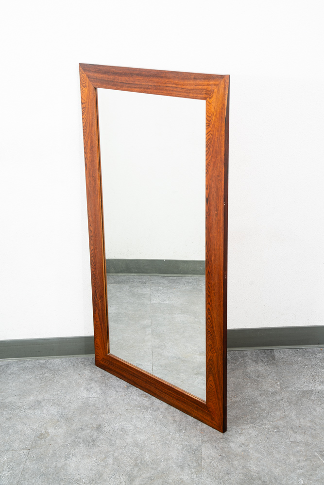 Mid Century Danish Modern Mirror Wall Hanging Bathroom Rectangle Solid Rosewood - Image 3