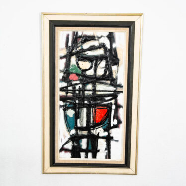 Mid Century Modern Art Original Abstract Expressionism Black White Canvas Framed