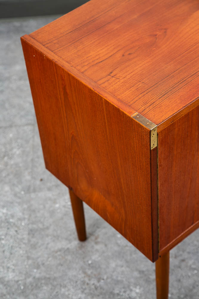 Mid Century Danish Modern End Table Side Entryway Teak 3 Drawers Wood Cabinet - Image 5