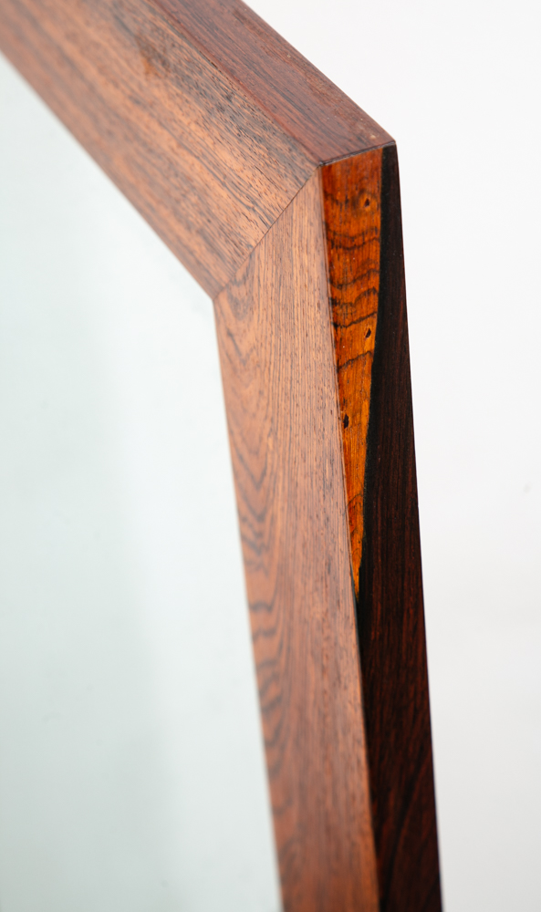 Mid Century Danish Modern Mirror Wall Hanging Bathroom Rectangle Solid Rosewood - Image 5
