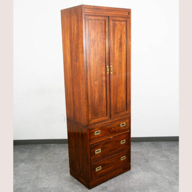 Mid Century Modern Armoire Compact Cabinet Ethan Allen Campaign Cherry Brass Mcm