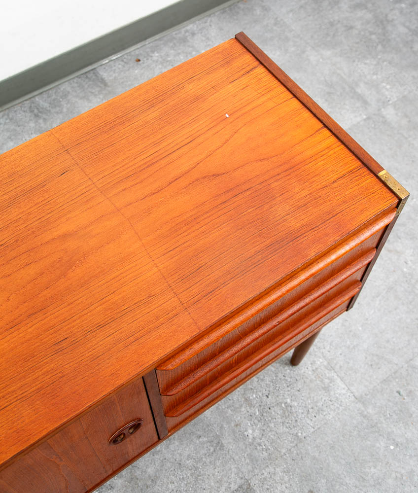 Mid Century Danish Modern End Table Side Entryway Teak 3 Drawers Wood Cabinet - Image 11
