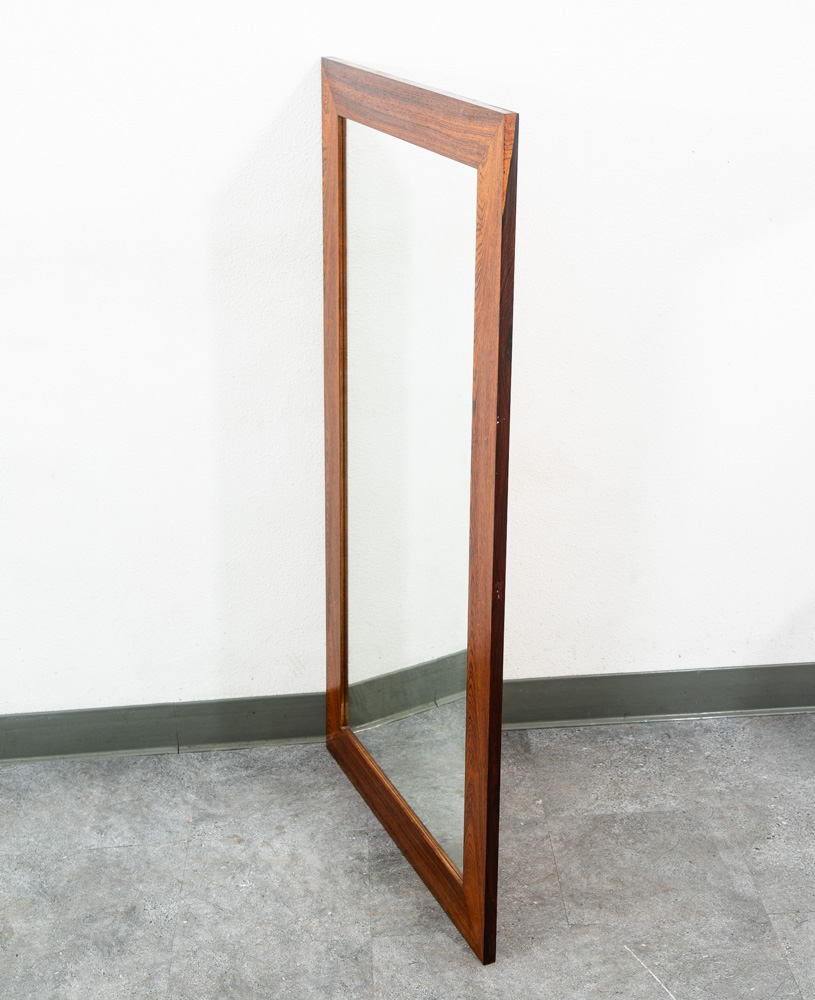 Mid Century Danish Modern Mirror Wall Hanging Bathroom Rectangle Solid Rosewood - Image 4