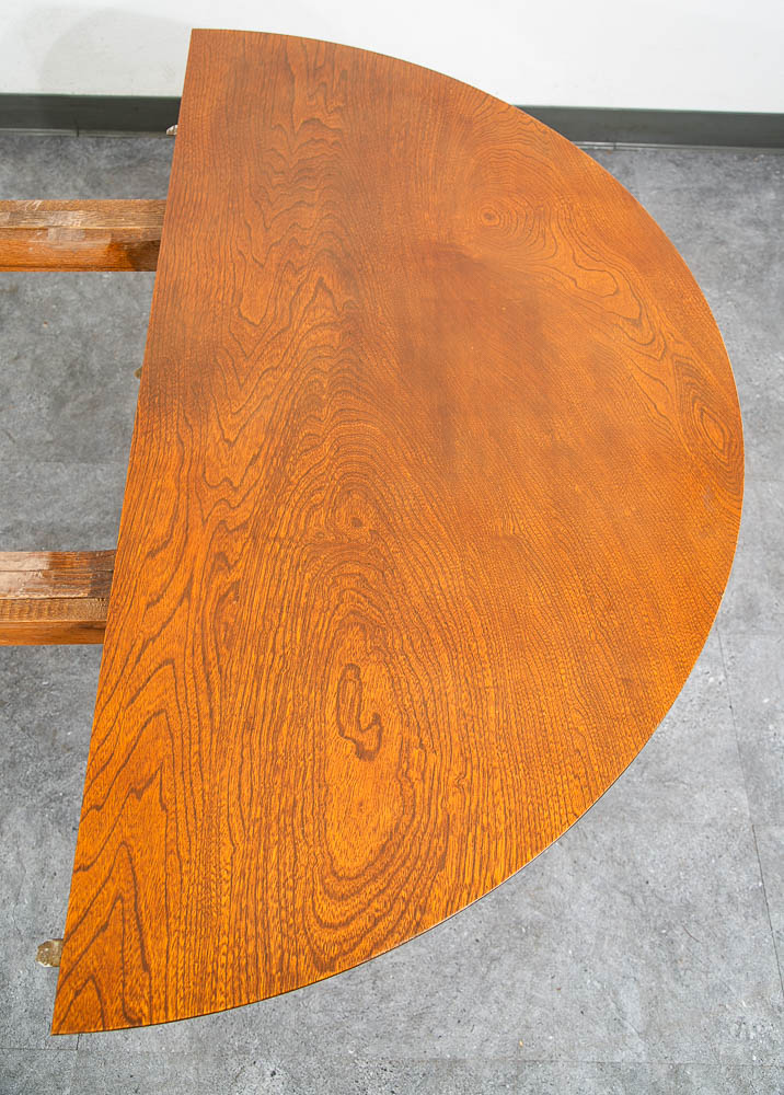 Mid Century Danish Modern Dining Table Oak Round Circular Refinished Mcm Leaf x1 - Image 11
