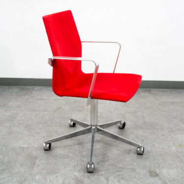 Mid Century Modern Office Chair Red Swivel Work Armchair Arne Jacobsen Suede Mcm