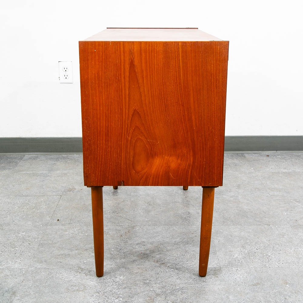 Mid Century Danish Modern End Table Side Entryway Teak 3 Drawers Wood Cabinet - Image 4