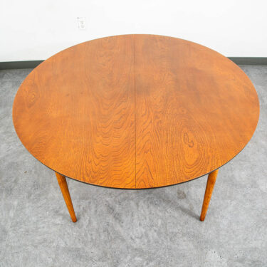 Mid Century Danish Modern Dining Table Oak Round Circular Refinished Mcm Leaf x1