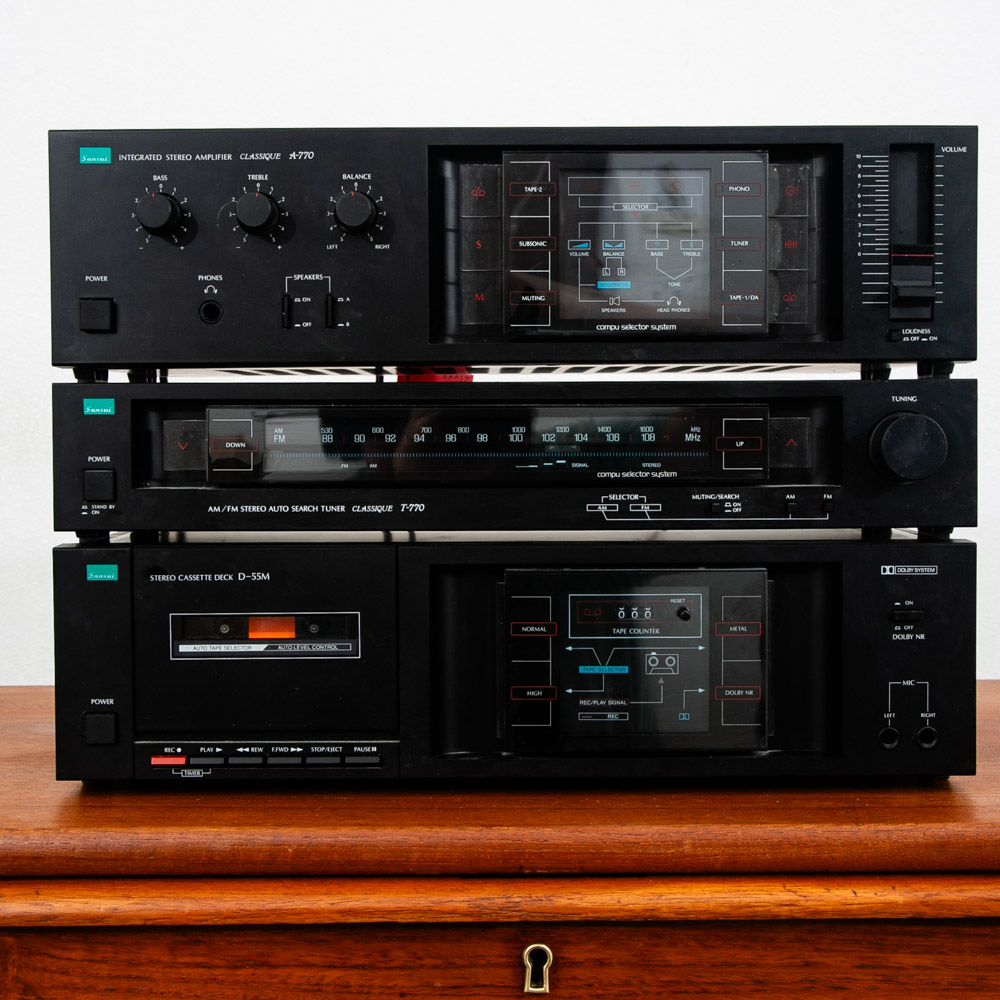 Vintage Sansui Set A-770 Integrated Amplifier, Tuner, Casette Black 3 Pc 770 - Image 7