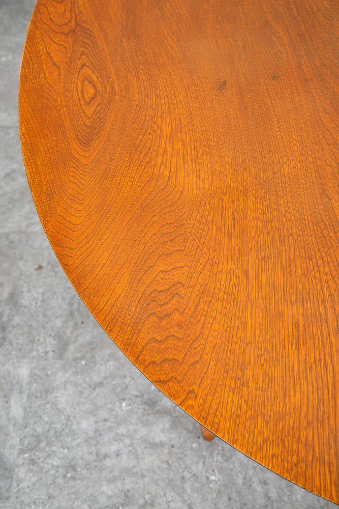 Mid Century Danish Modern Dining Table Oak Round Circular Refinished Mcm Leaf x1 - Image 12
