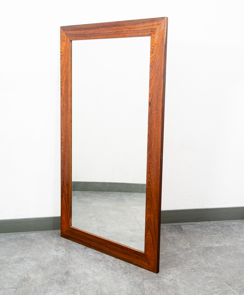 Mid Century Danish Modern Mirror Wall Hanging Bathroom Rectangle Solid Rosewood