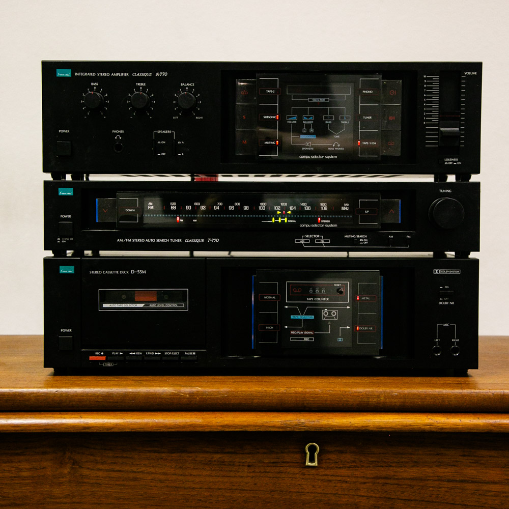 Vintage Sansui Set A-770 Integrated Amplifier, Tuner, Casette Black 3 Pc 770 - Image 2