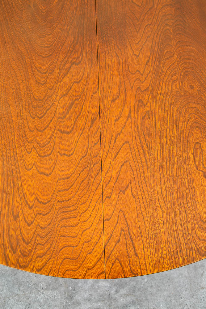 Mid Century Danish Modern Dining Table Oak Round Circular Refinished Mcm Leaf x1 - Image 10