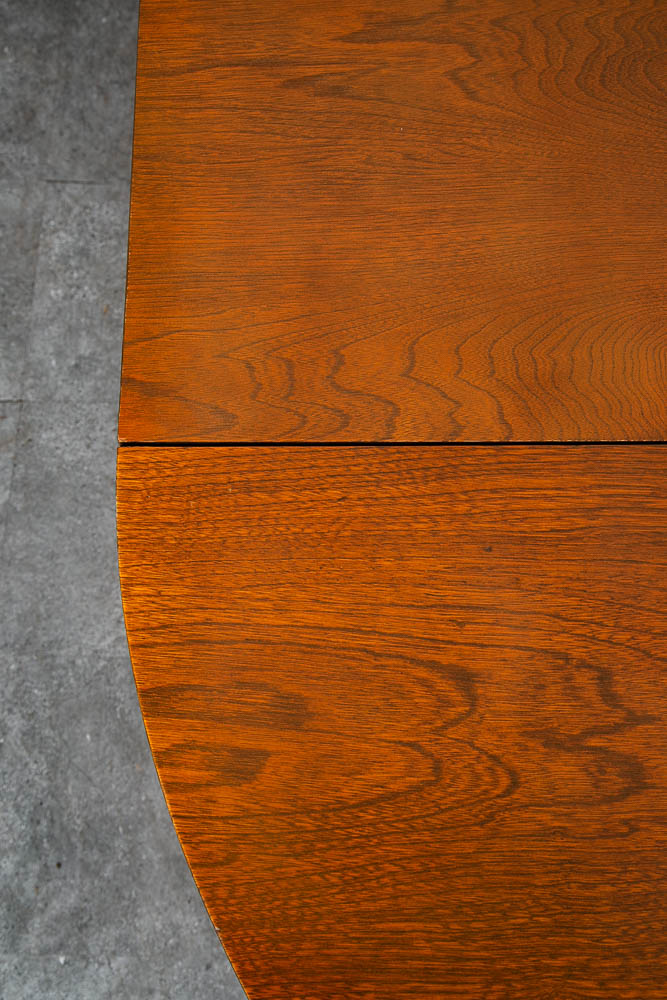 Mid Century Danish Modern Dining Table Oak Round Circular Refinished Mcm Leaf x1 - Image 7