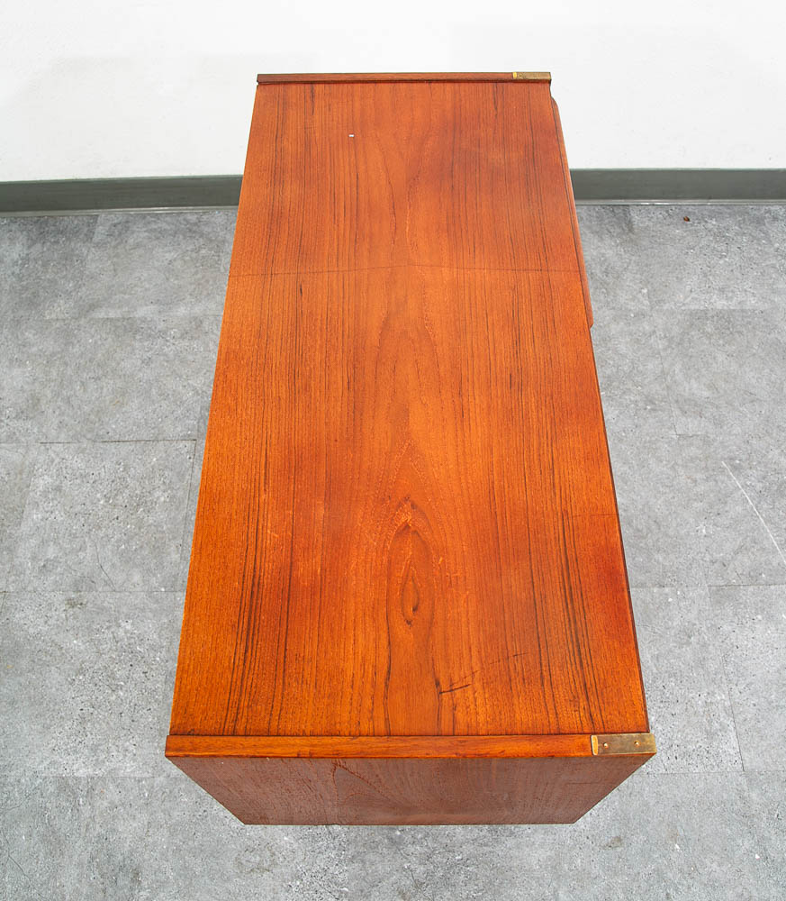 Mid Century Danish Modern End Table Side Entryway Teak 3 Drawers Wood Cabinet - Image 3