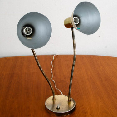 Mid Century Modern Table Lamp Brass 2 Headed Light Goose Neck Desk Brass Patinas Mcm