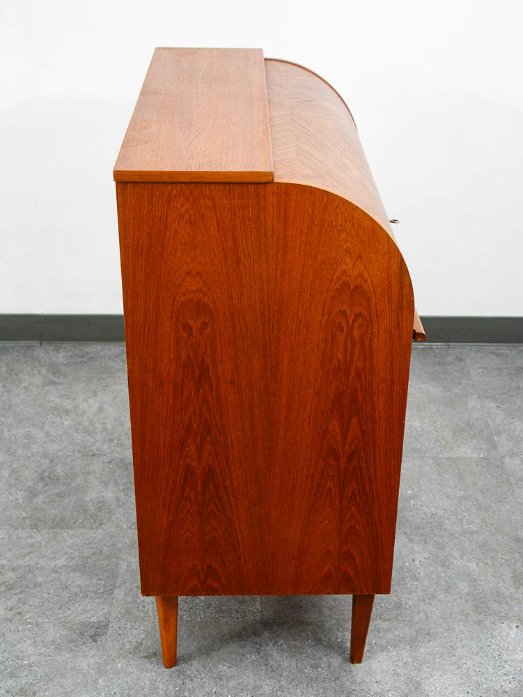 Mid Century Danish Modern Desk Rolltop Secretary Teak Wood Denmark Vintage Legs - Image 7