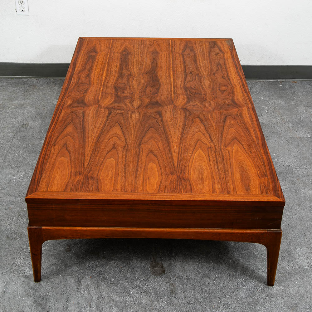 Mid Century Modern Coffee table Lane One Drawer Storage Walnut Door Restored - Image 3
