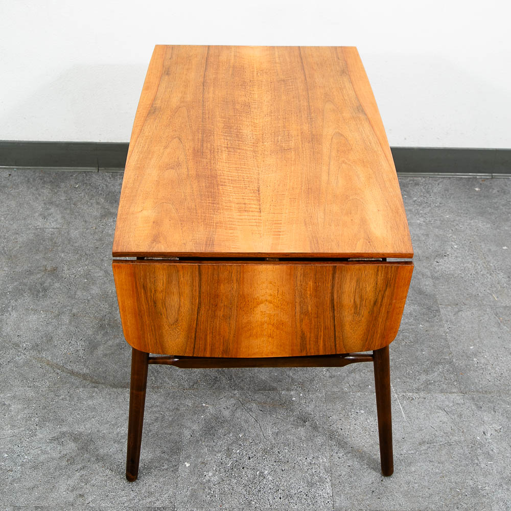 Mid Century Danish Modern Coffee Table Walnut Drop Leaf Shelf Vintage MCM - Image 5