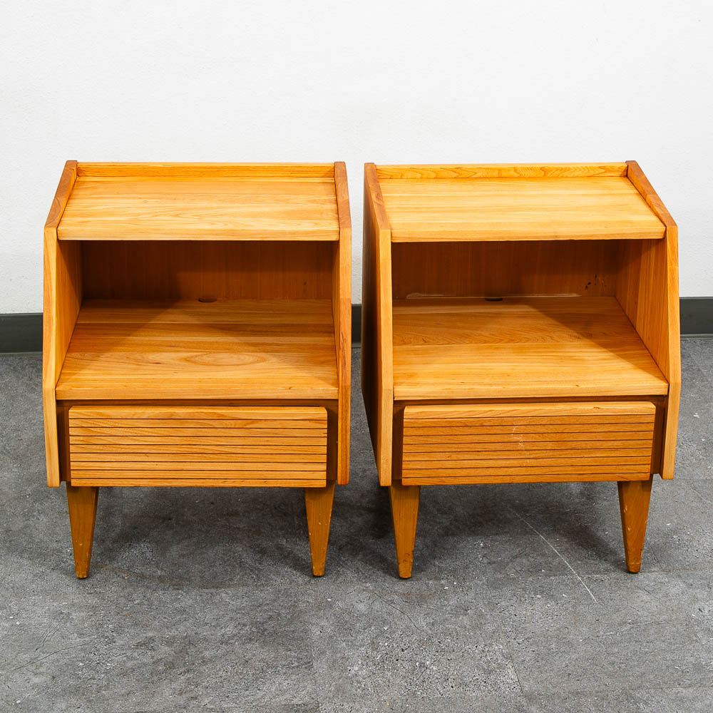 Mid Century Modern Nightstands Solid Oak Dillingham Drawers End Tables MCM - Image 2