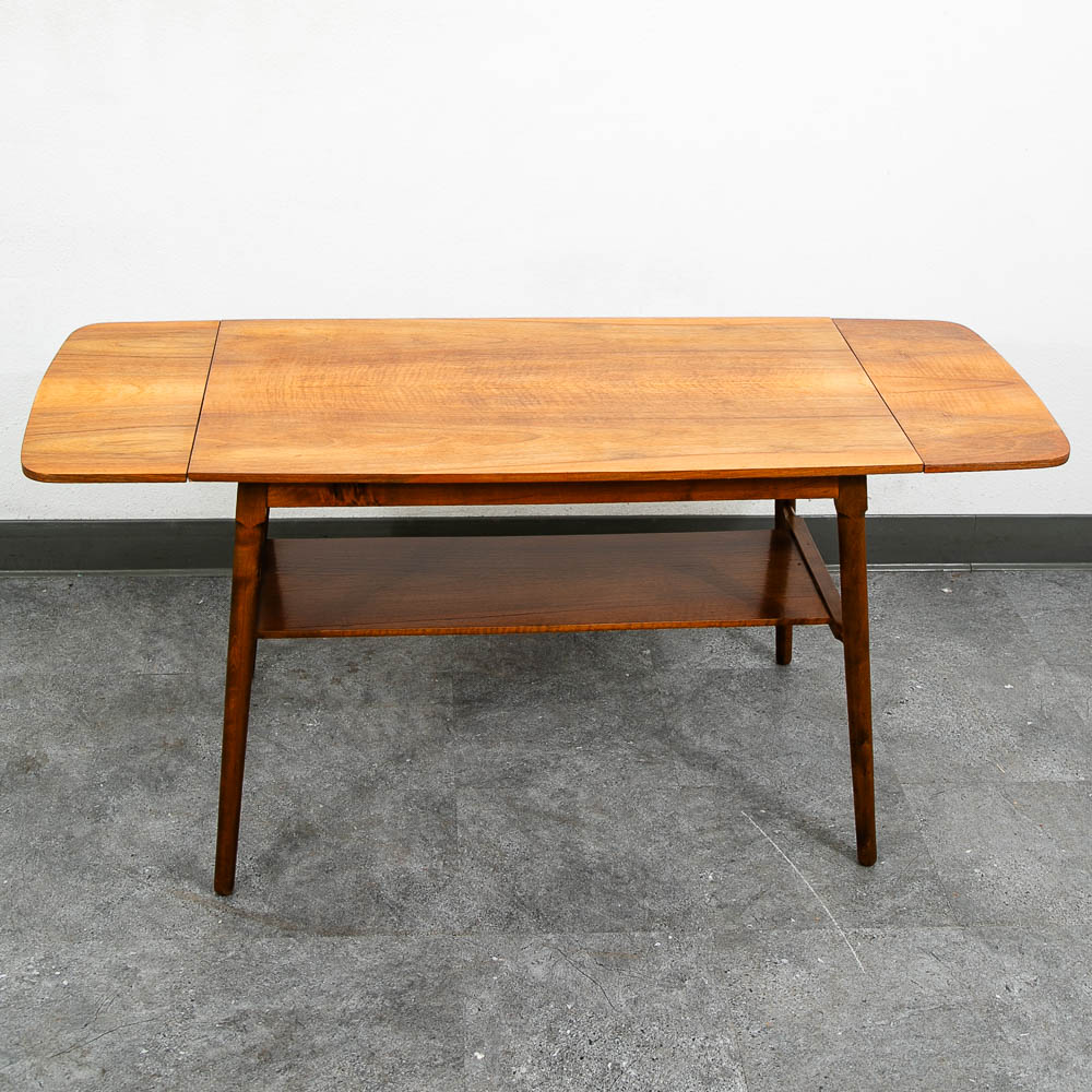 Mid Century Danish Modern Coffee Table Walnut Drop Leaf Shelf Vintage MCM - Image 7