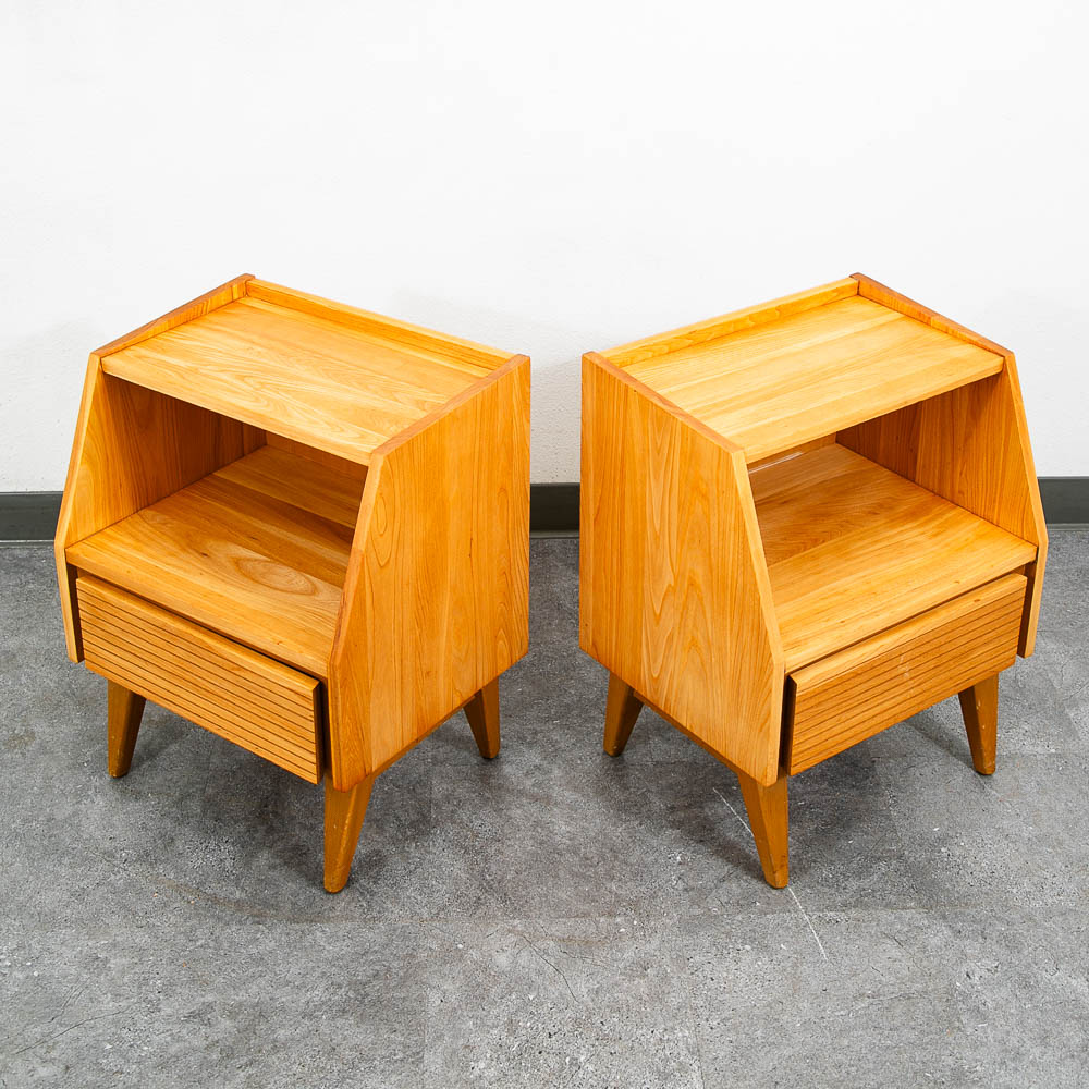Mid Century Modern Nightstands Solid Oak Dillingham Drawers End Tables MCM - Image 10